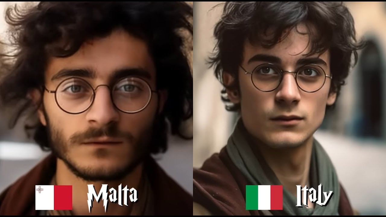 Grid of AI portraits reimagining Harry Potter characters from every country.